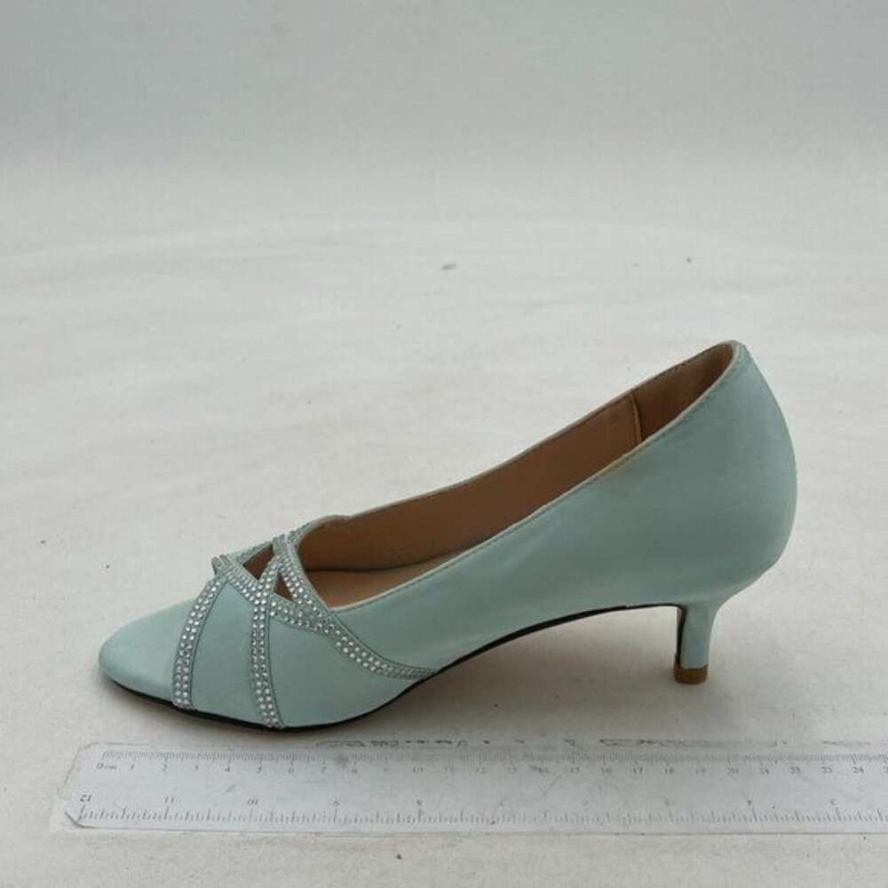 XYD Women Prom Wedding Kitten Low Heels Dress Pumps Peep Toe Slip on Rhinestones